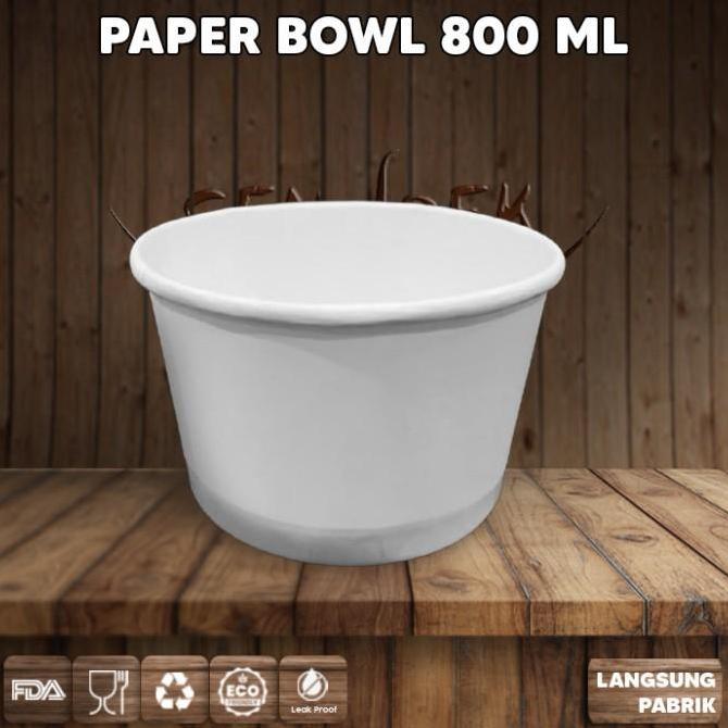 PAPER BOWL + TUTUP 800 ML | PAPER RICE BOWL | MANGKUK KERTAS PUTIH