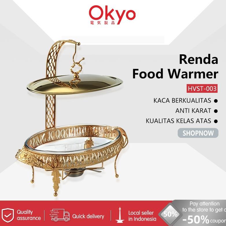 Food Warmer Wadah Kaca Tebal Gold /Food Warmer Wadah/Baki Kaca Tebal Gold/ Food Warmer Tutup Gantung
