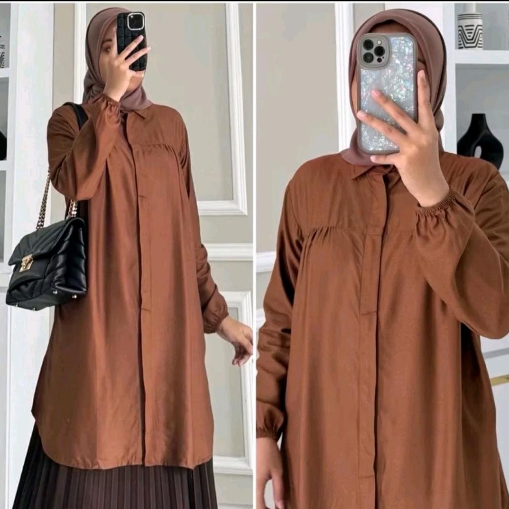 RECOMMENDED Adilla Tunik Wanita Rayon Twill Adem Nyaman Dada Kerut BY ORTEGA