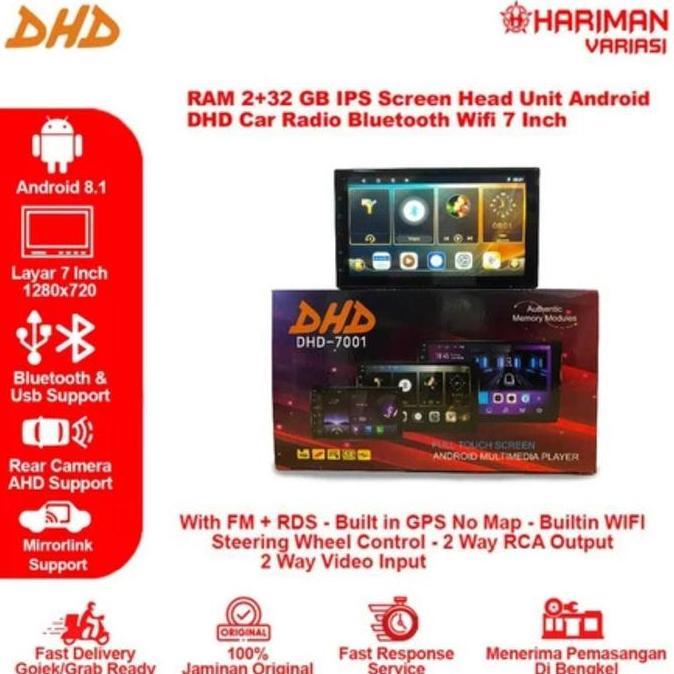 Head Unit Double Din Android Dhd-7001 7 Inch Ram 2+32GB Universal