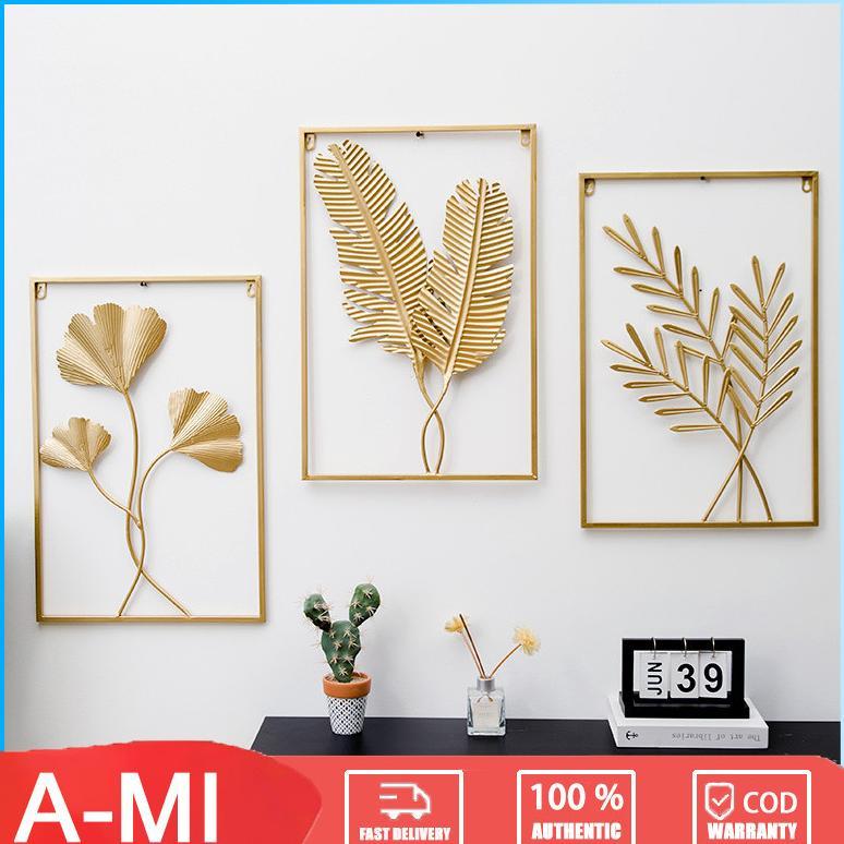 WallDecor Hiasan,Hiasan Dinding Daun Logam Dinding, Ornamen Besi Gantung Dinding, Ruang Belajar Caha