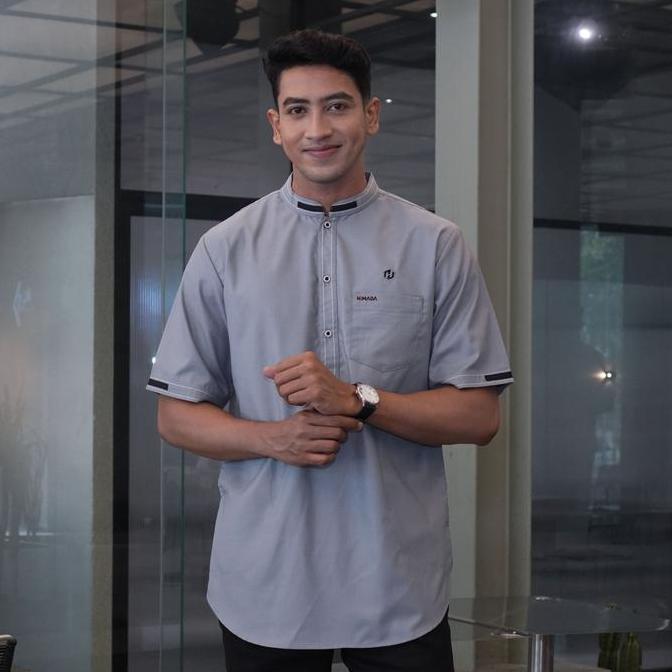 HIMADA Koko Zafar Pendek Dewasa Kurta Baju Muslim Pria Dewasa Polos Lengan Pendek Koko Sunnah