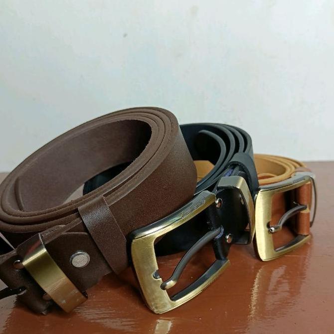 CLEARANCE SALE - Sabuk Kulit Sapi Asli Nappa Ikat Pinggang Pria Full Kulit dengan Gesper Stainless A