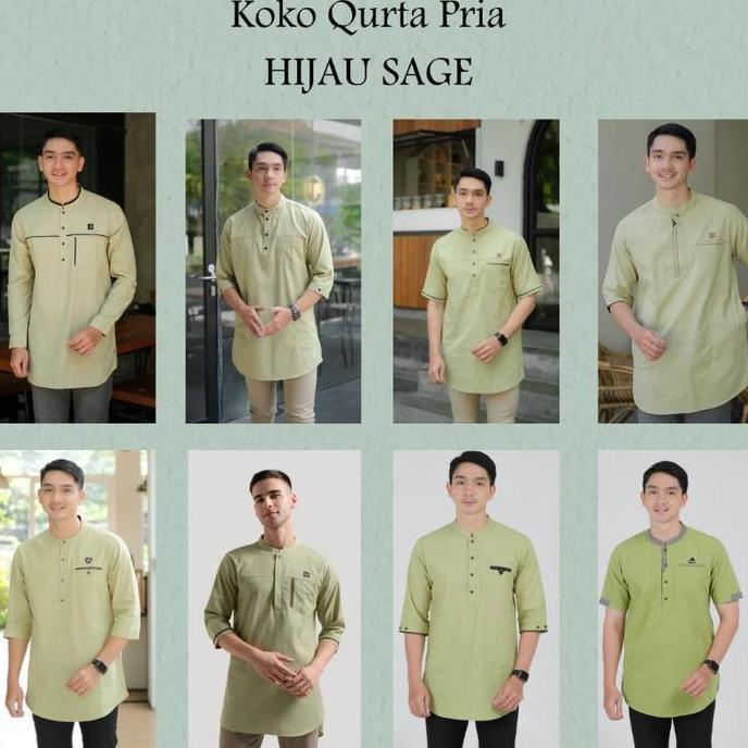 Kurta Pria Sage Green Premium / Baju Koko Pria Dewasa