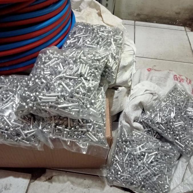 Paku Keling Alumunium M4 x 8mm-Paku Keling 4mm Panjang 8mm( per 100pcs )