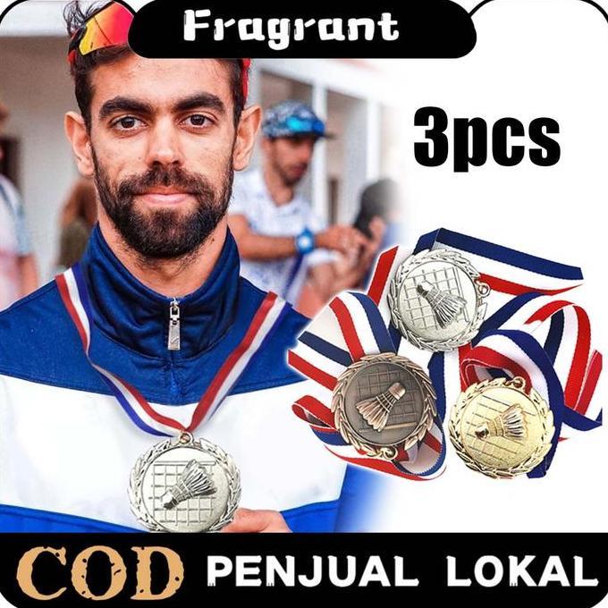 3pcs Medali Badminton / Medali Kejuaraan Badminton Community / Medali Emas Perak Perunggu Bulutangki