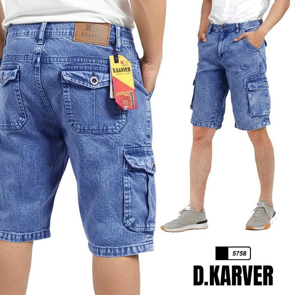 Termurah / Hot Sale D.Karver - Size 27-44 Celana Jeans Pendek Cargo Pdl Boardshort Premium Washing S