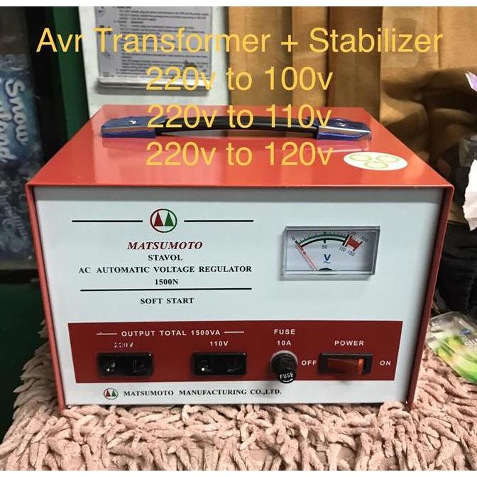 Avr transformer + stabilizer 1500W 220v ke 120v 220v ke 110v 220v moto Murah