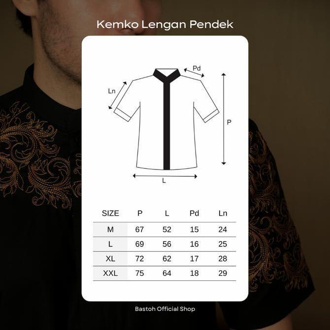 Xavier - Bastoh Baju Koko Bordir Pria Lengan Pendek