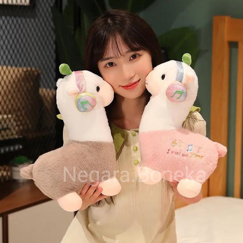Boneka Alpaca Dengar Musik Bahan Plush Impor / Boneka Alpaca 28Cm Boneka Unicorn Hadiah Ulang Tahun