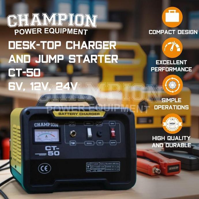 Murah Charger Aki Mobil Motor 50 Ampere 12 - 24V Champion Ct50 Usa Technology / Battery Charger Aki