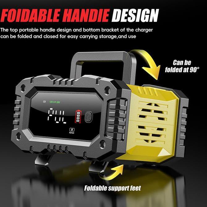 Sale Foxsur Fpt-100 Smart Charger Aki 12V-10A 24V-5A 150W Lifepo4 7-Stage Intelligent Mobil Motor