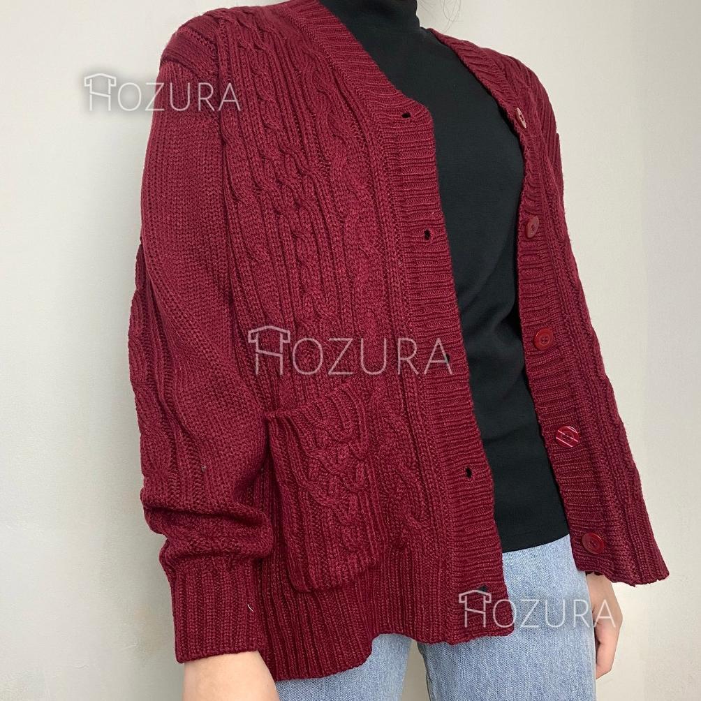 terbaru hozura - cardigan sweater rajut wanita lanna (batta) - cardigan rajut jumbo oversize tebal -