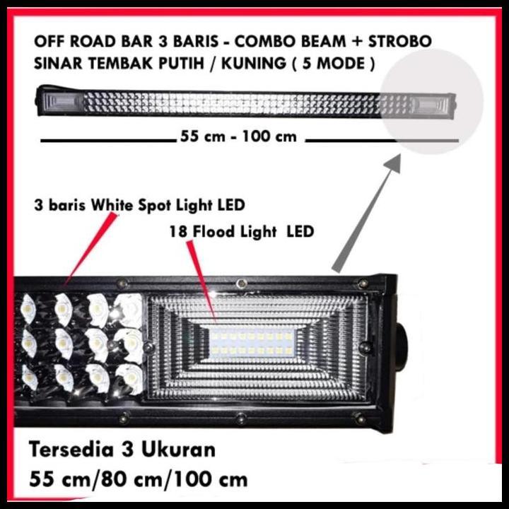 BEST DEAL LED LIGHT  BAR LAMPU  OFF ROAD LAMPU KABUT LED 55CM 81CM 104CM 2 WARNA PUTIH-KUNING NYALA 