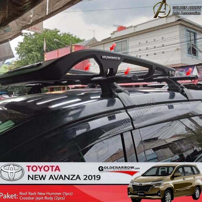 Paket New Avanza 2019 Up To 2021 Roof Rack New Hummer + Crossbar Jepit Body Rak Bagasi Atas Mobil