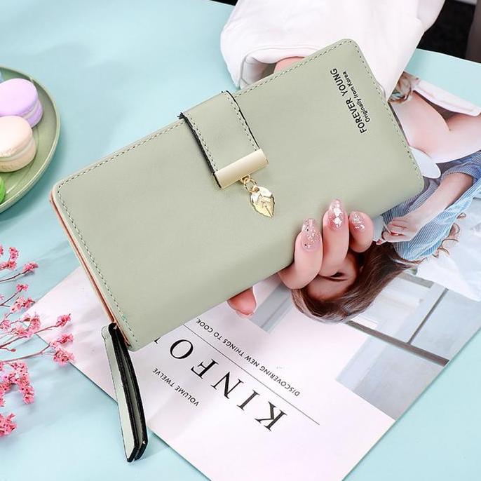 DOMPET PANJANG WANITA  KOREA KULIT FASHION SCALY MURAH LIPAT ABG BATAM PREMIUM MEWAH DAUN