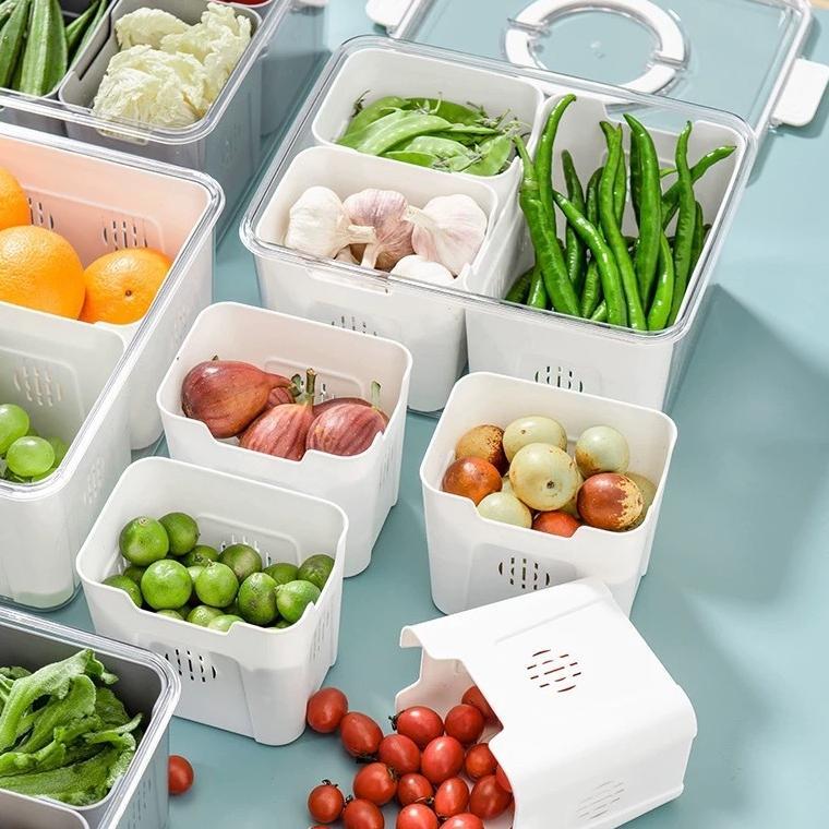 BIG PROMO FSB Container Kulkas Tempat Peyimpanan Kotak Penyimpanan Kulkas Rak Portabel Disegel Gespe