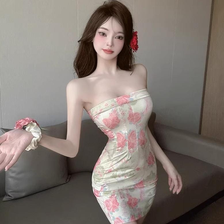 BEST DEALS AIR QZ266 BAJU DRESS FLORAL GAUN PANTAI WANITA CASUAL DRESS MINI DRESS MOTIF BUNGA TANPA 