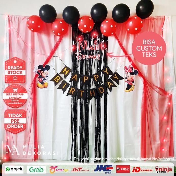 Dekorasi Backdrop Background Photobooth Ulang Tahun 1set Pesta Anak Tema Minnie Mouse