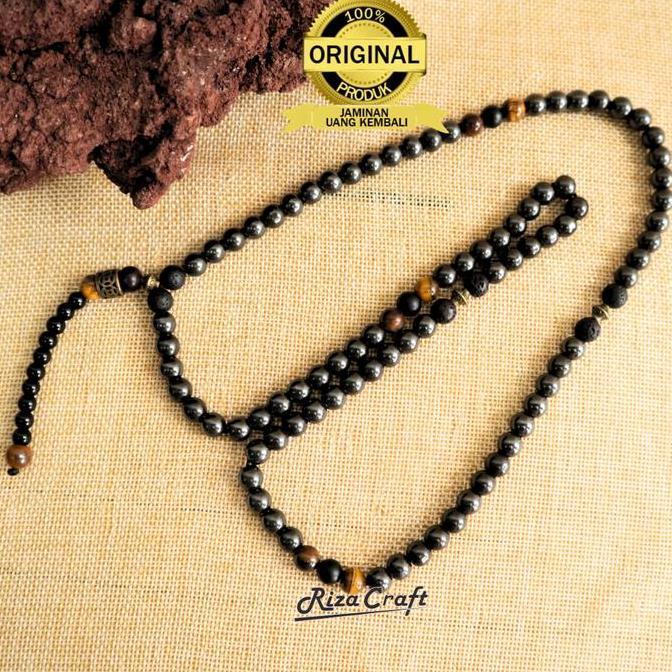 Tasbih KESEHATAN Mustika Badar Besi 99 Butir Besi Blustin mix Lava Tiger Eye Original