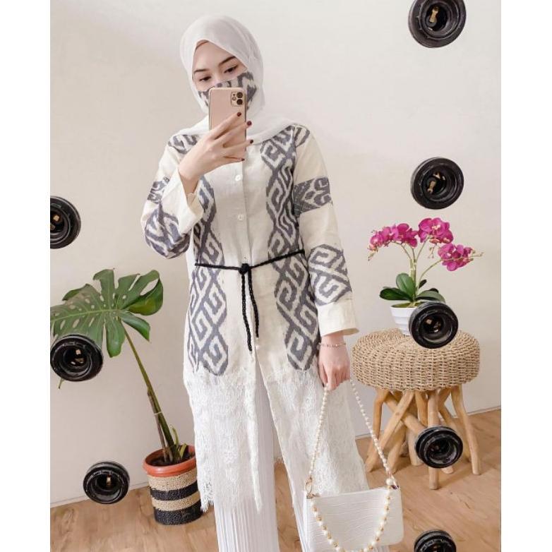 NEW Tunik Tenun Etnik - Baju Tenun - Baju Batik Tenun - Tunik wanita - Atasan Batik