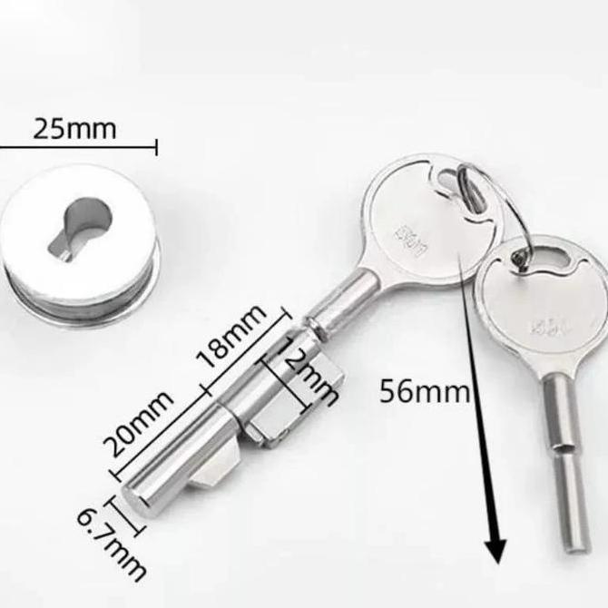 FEWRITZ 1set Kunci Kaca Etalase Glass Cabinet Showcase Lock Kunci Lemari Rak Pajang Kaca