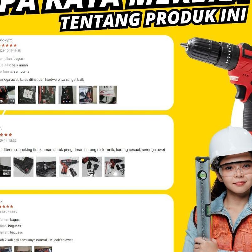 Mesin Bor Obeng Tangan Portable Portabel Baterai Usb Rechargeable Cordless Jld Drill Screwdriver 12V