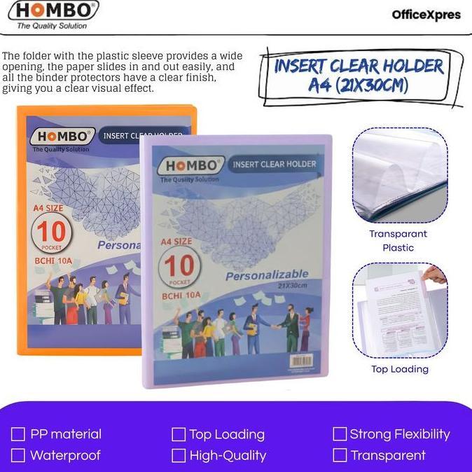 DERADUAJI Insert Clear Holder A4 10 Lembar / Map Plastik Pocket / Dokumen Keeper