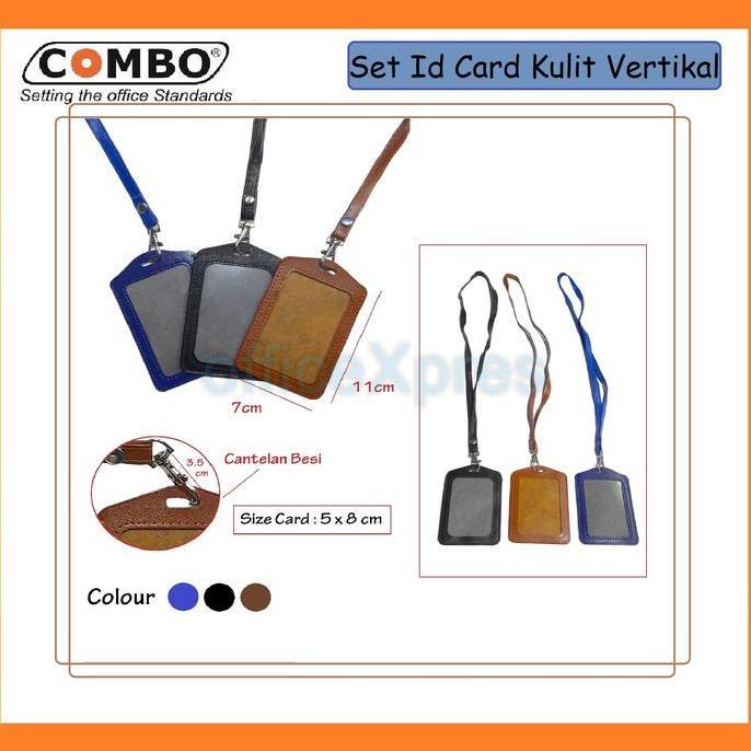 DERADUAJI Set ID Card Kulit + Tali / Tali Id Card Set / Card Case Kulit Dan Tali