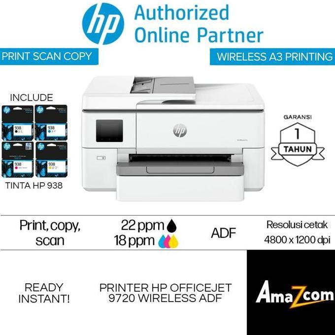 Grevansandi - Printer HP 9720 Office Jet A3 Print Scan Copy ADF Wireless All in One