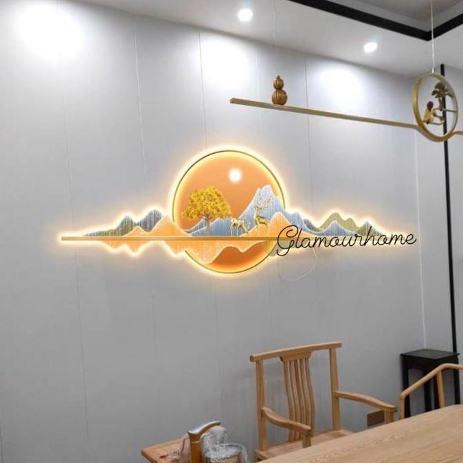 Mountain Wall Decor + LED / Hiasan Dinding Besar Ruang Tamu + Lampu