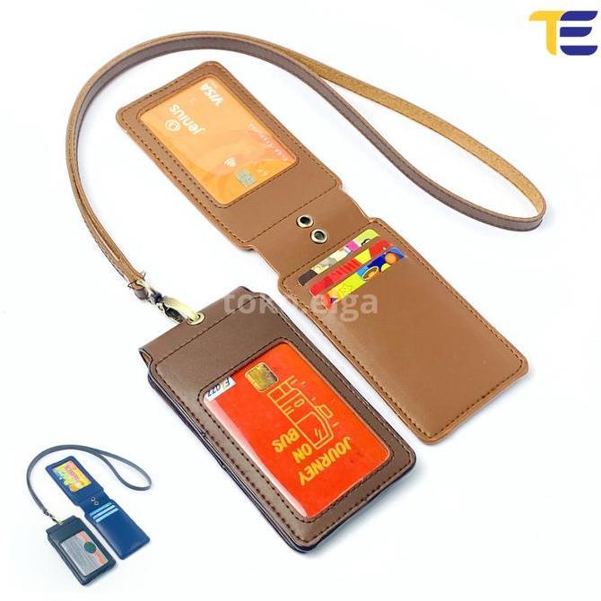 Id Card Holder Kulit Magnet Lanyard Card Kulit Single Mika Magnet