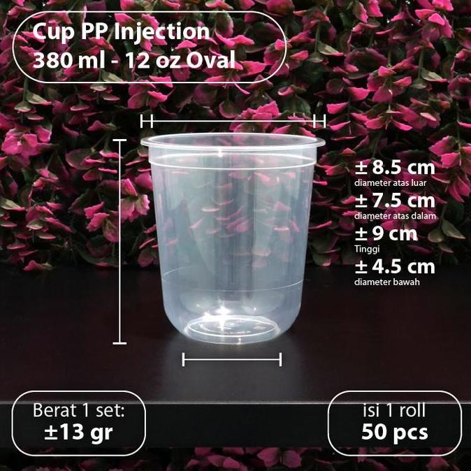 Savepec- Pak Isi 25 Pcs - Cup 12Oz Oval Injection - Gelas Thinwall Plastik Pp 380Ml