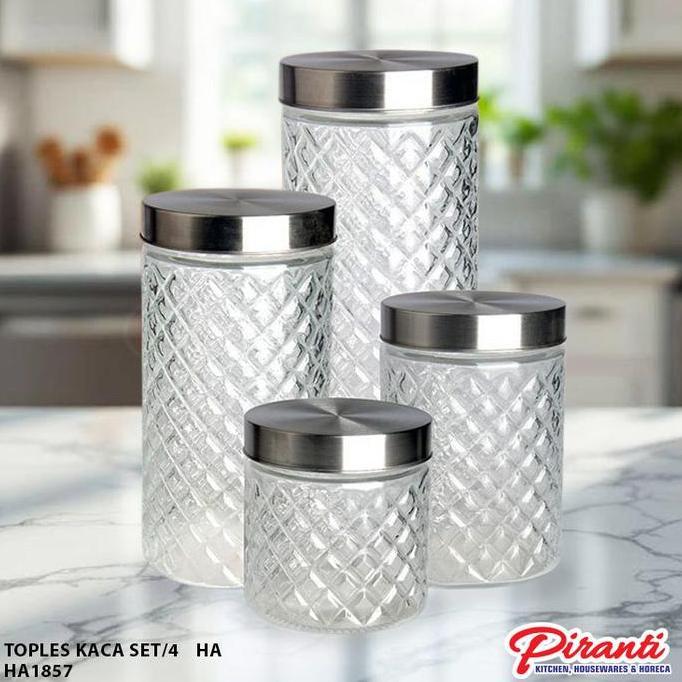Ready Toples Set Isi 4 / HA Set Toples Kaca Bening Diamond Glass / Toples Elegan