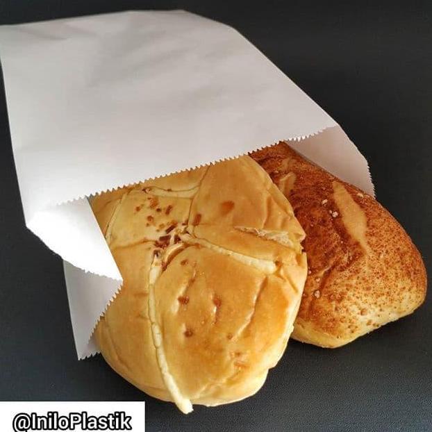 Pahseller_ - @1Pcs Paper Bag Flat Kantong Kertas Putih Makanan Gorengan Roti Food