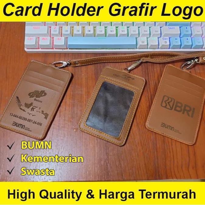Cod,Bisa- Id Card Holder Grafir Bumn Holder Kulit Name Tag Custom Pln Telkom Mandiri Bni Bri