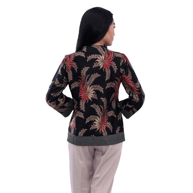 Hadirpopuler- Atasan Batik Polkadot Kombinasi Blouse Batik - Batik Wanita Hem Batik - Batik Couple -