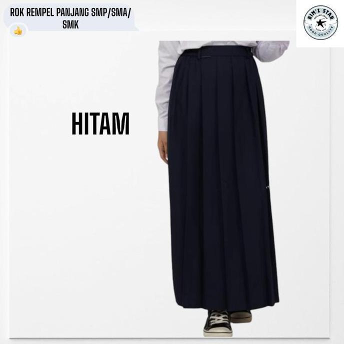 Hadirpopuler- Rok Smp Sma Rempel Seragam Sekolah Perempuan Lipit Panjang Bahan Optima Element Warna 