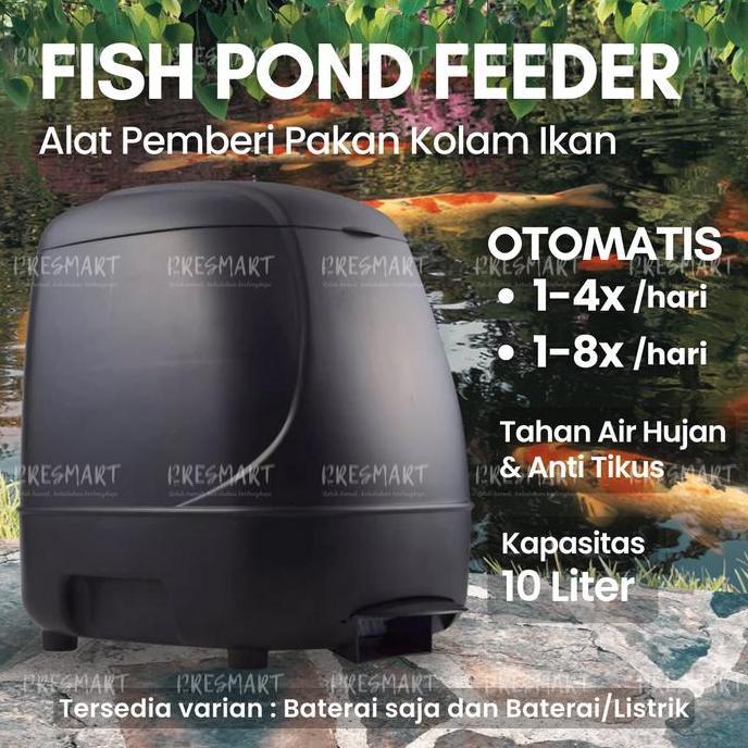 BEBAS ONGKIR - Auto Fish Pond Food Timer Feeder 10L Automatic Pemberi Pakan Makanan Otomatis Autofee