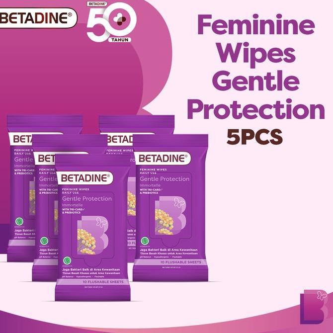 Topsellerijawa - BETADINE FEMININE WIPES Tissue Basah Pembersih Kewanitaan 5 Pack
