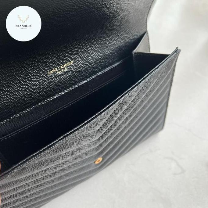 YSL monogram clutch with wristlet in black ghw