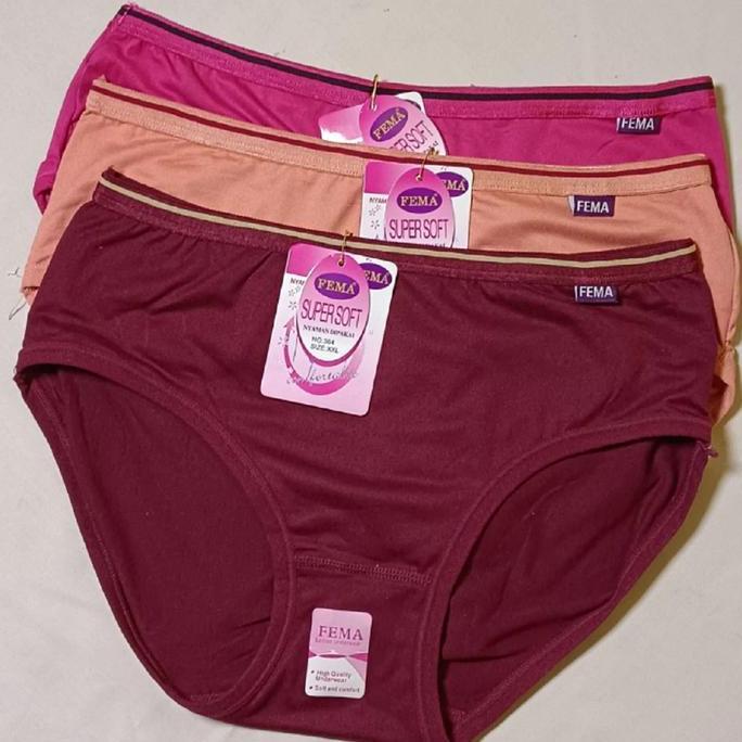 Wkwkwk- 12Pcs Celana Dalam Cd Wanita Cewek Fema 393 Lusinan Size L Xl Xxl Cd  Bahan  Polyester Lembu