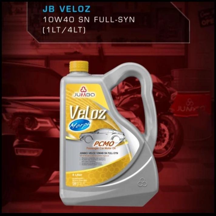 GRATIS ONGKIR OLI MESIN JUMBO VELOZ 10W40/10W 40 API SN BENSIN FULL SYNTHETIC 4L/4 L 