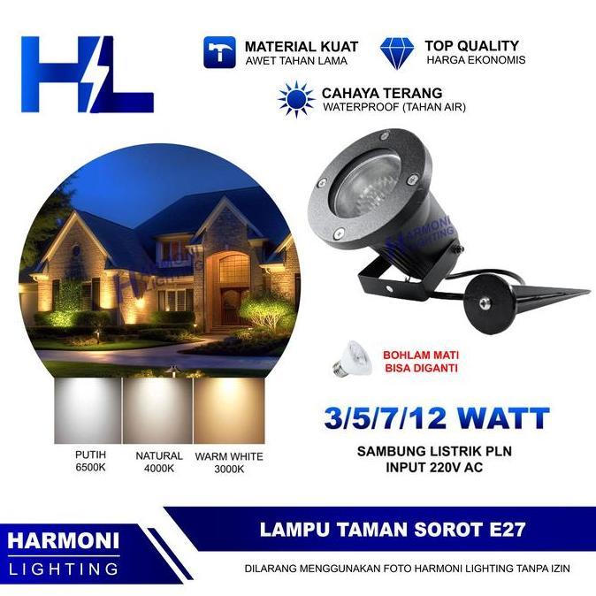 Kap Lampu Sorot Taman Sorot Outdoor Waterproof Bohlam Fitting E27