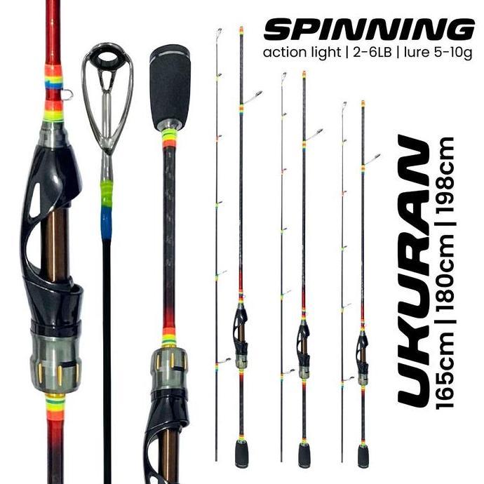 Pusat Alat Pancing - Joran Spinning Lure Action Light Tongkat Pancing Red Rainbow Gen 2 / Rainbow 2-
