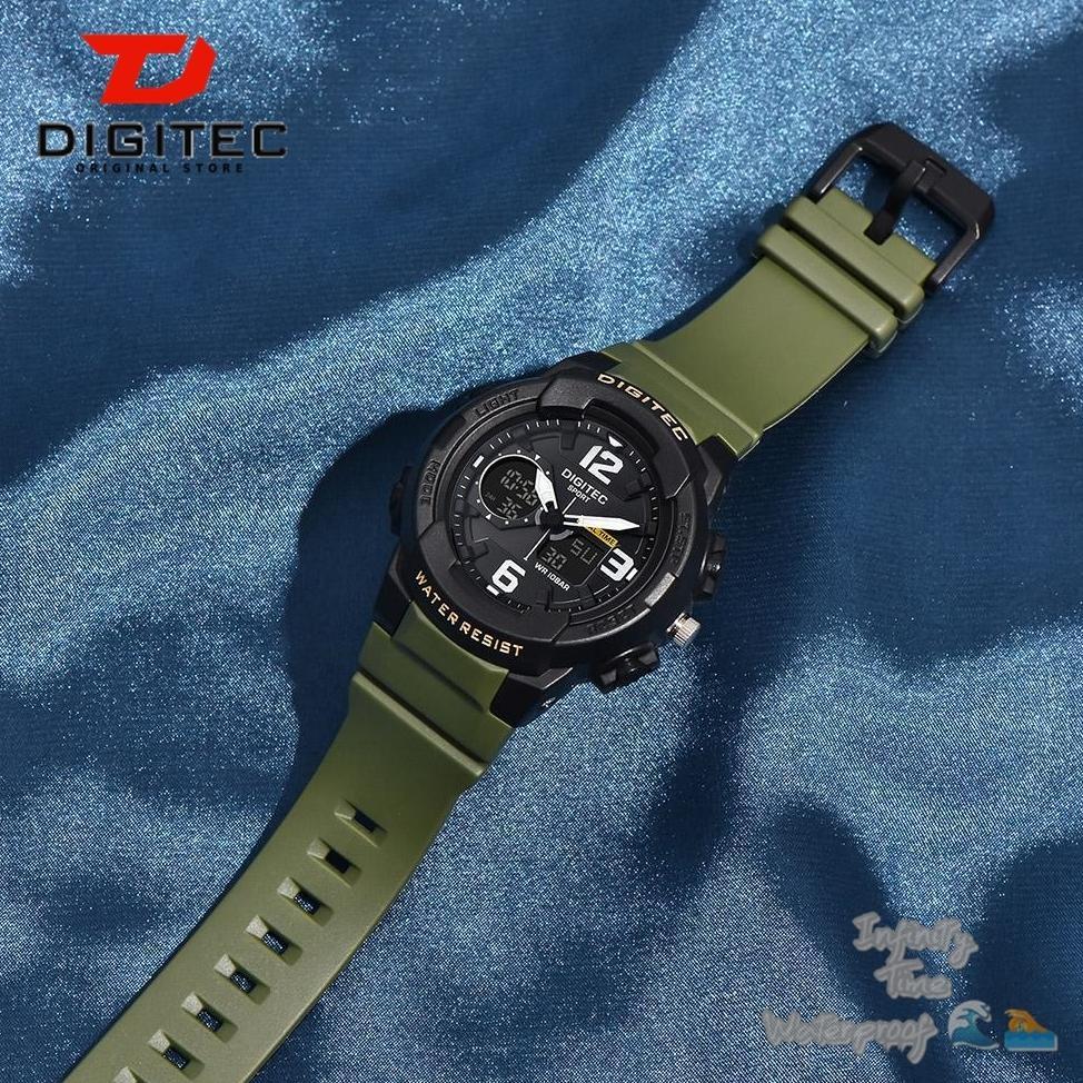 New Arrival Jam Tangan Cewek Digitec Dg4120T 4120 Analog Digital Dualtime Strap Rubber Kualitas Orig