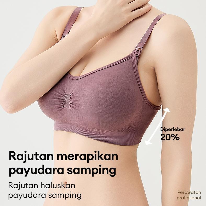 ORIGINAL 3PCS ANGEL MOMMY BRA MENYUSUI  JUMBO KANCING DEPAN BRA BUSUI TANPA KAWAT BH HAMIL BAHAN KAT