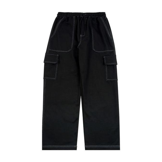 SERVENT - Baggy Cargo Celana Panjang Original Terbaru Distro Hitam Aplikasi