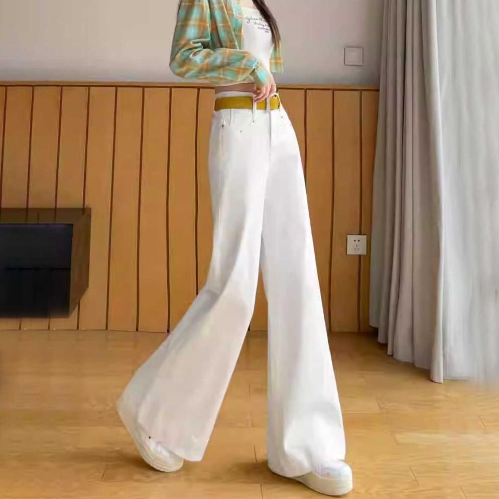 PROMO Celana  Putih Cutbray Jeans Panjang Wanita Celana Pinggang Tinggi Celana Kulot Jeans Putih OOt