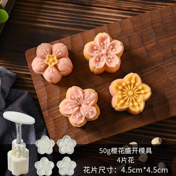Equipment- Cetakan Mooncake 50Gr Motif Terbaru/ Cetakan Mold Kelinci Bunga Lucu
